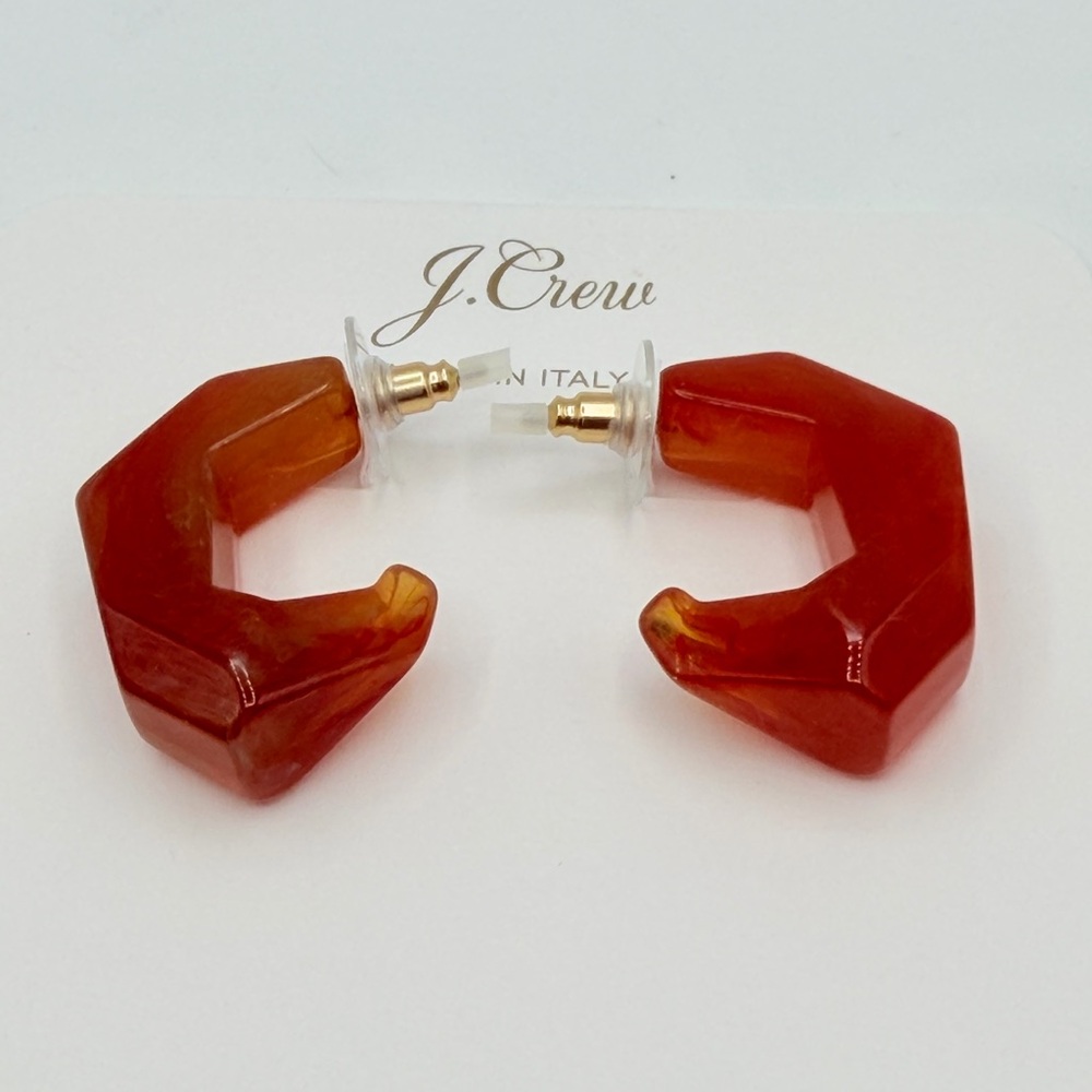 J. Crew Amber Style Dimensional Half Hoop Earrings Dark Orange